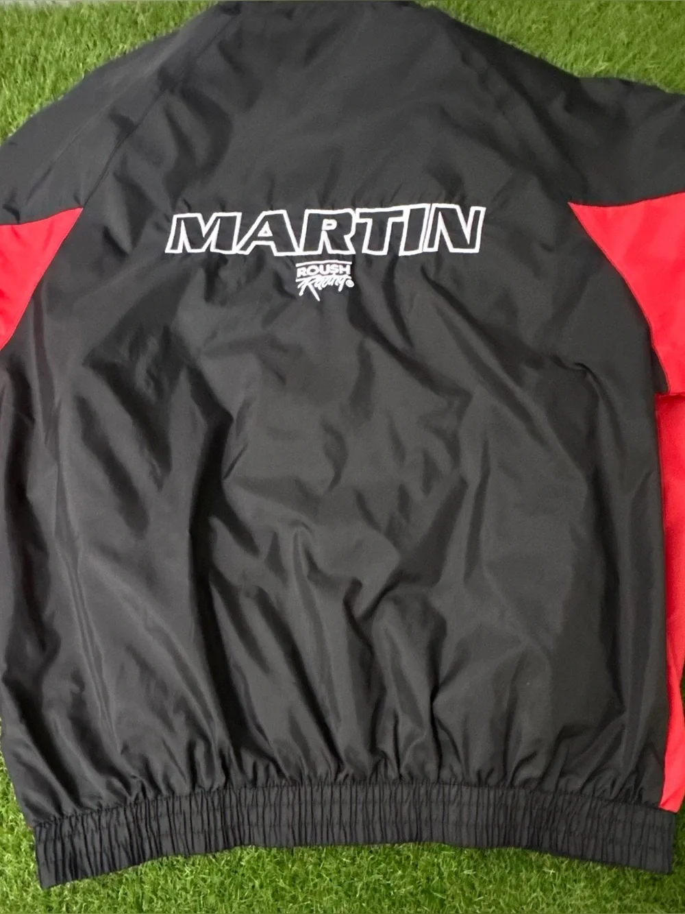 Vintage Checkered Flag Sports NASCAR Racing Windbreaker Jacket Black Red Men’s